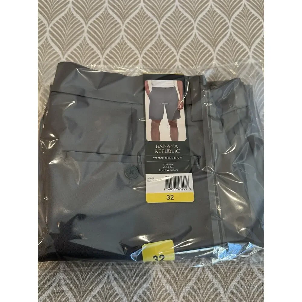 Banana Republic Men's Stretch Chino Shorts, Gray, Size 32